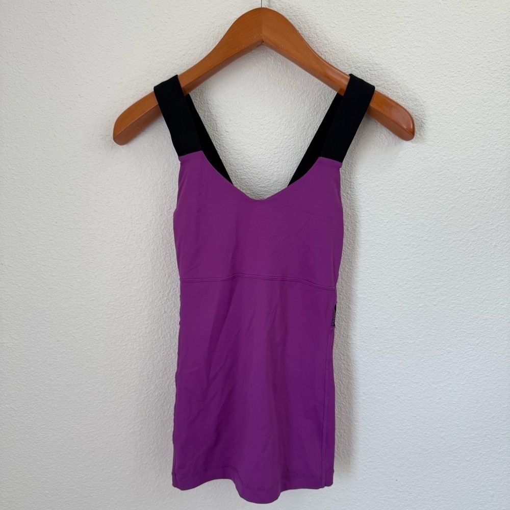 Lululemon Athletica Purple and Black Push Your Limits Sport Tank Top Size 8